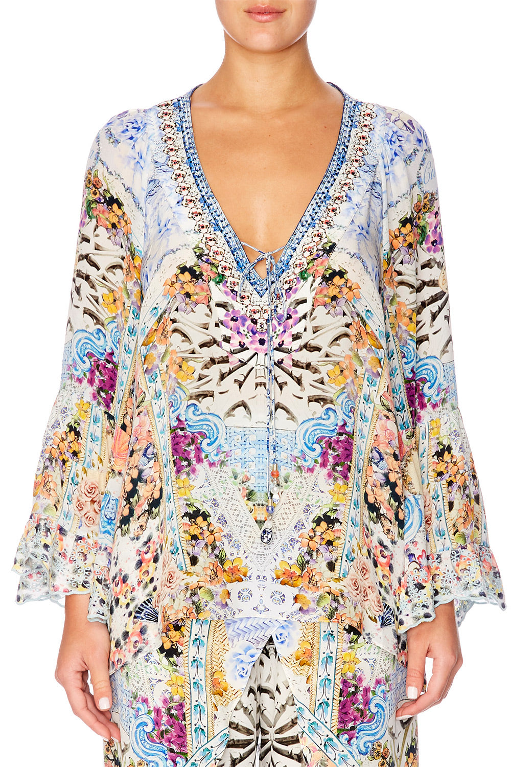 GIRL NEXT DOOR BLOUSE W FRILL SLEEVE & HEM