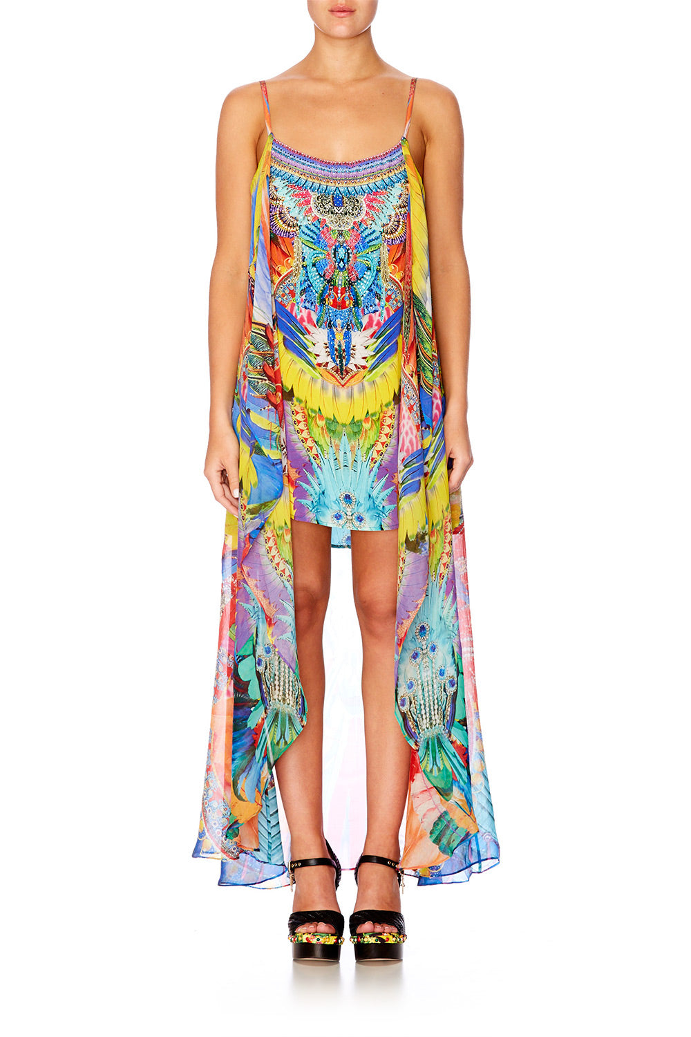 SHOW GIRL MINI DRESS WITH LONG OVERLAY