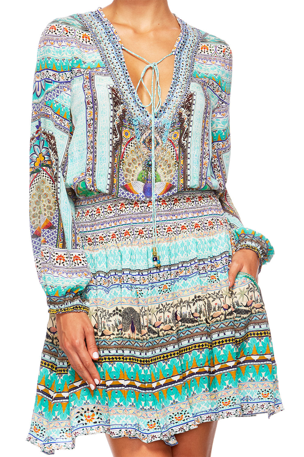 CAMILLA THE KING AND I SHIRRED RELAXED SHORT DRESS