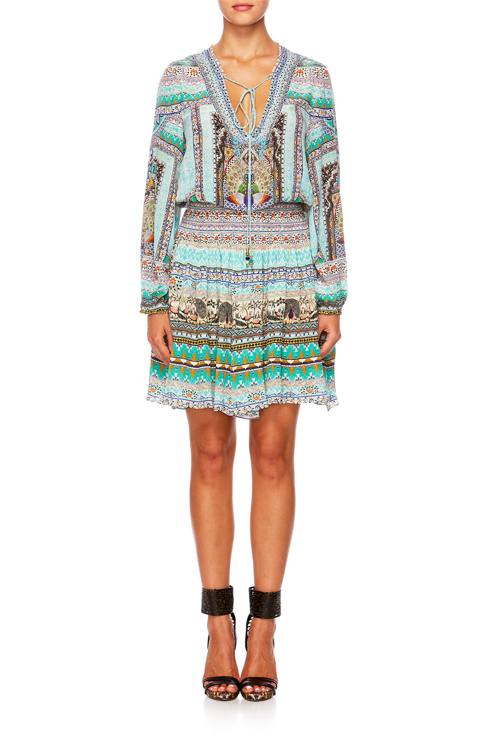 CAMILLA THE KING AND I SHIRRED RELAXED SHORT DRESS