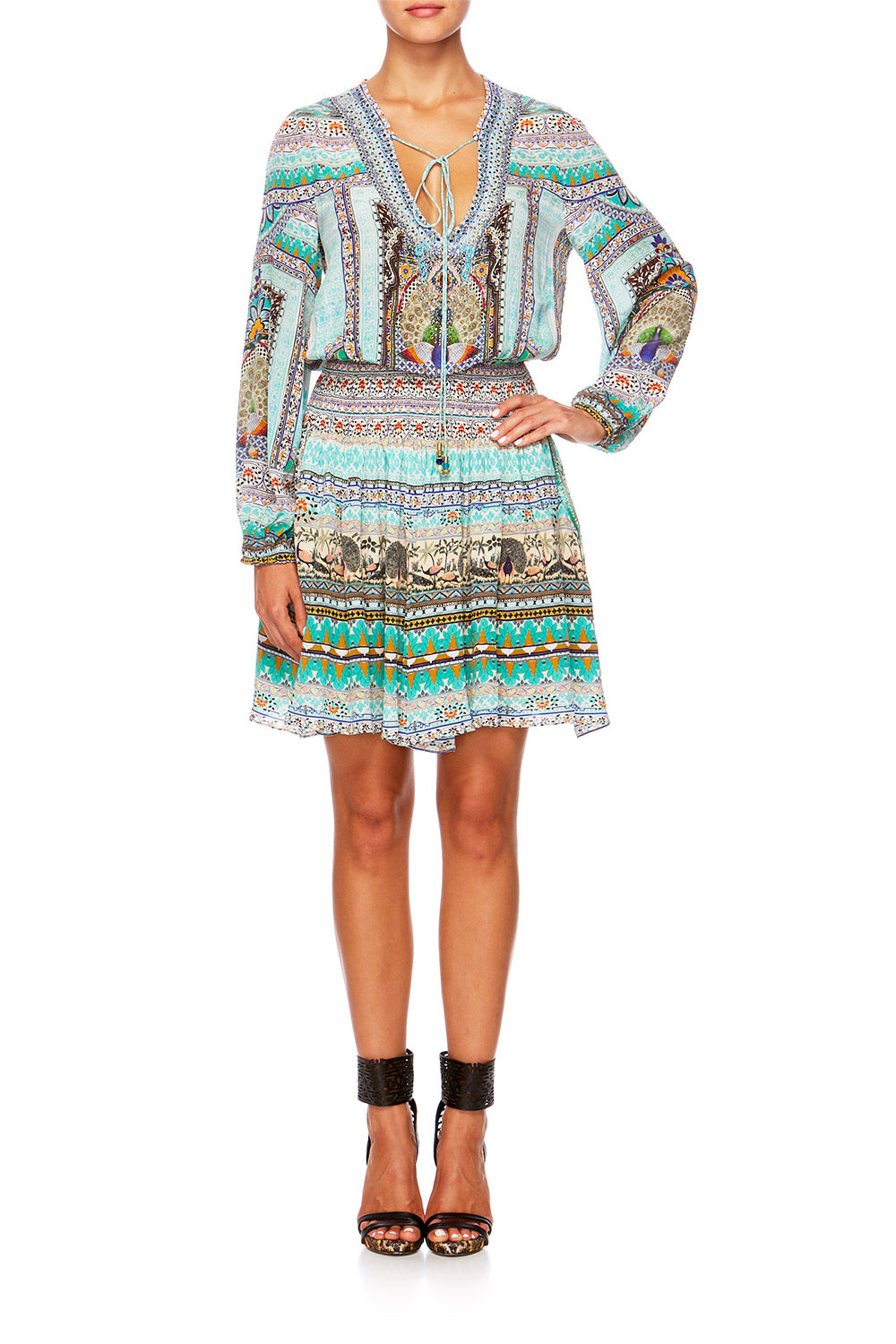 CAMILLA THE KING AND I SHIRRED RELAXED SHORT DRESS