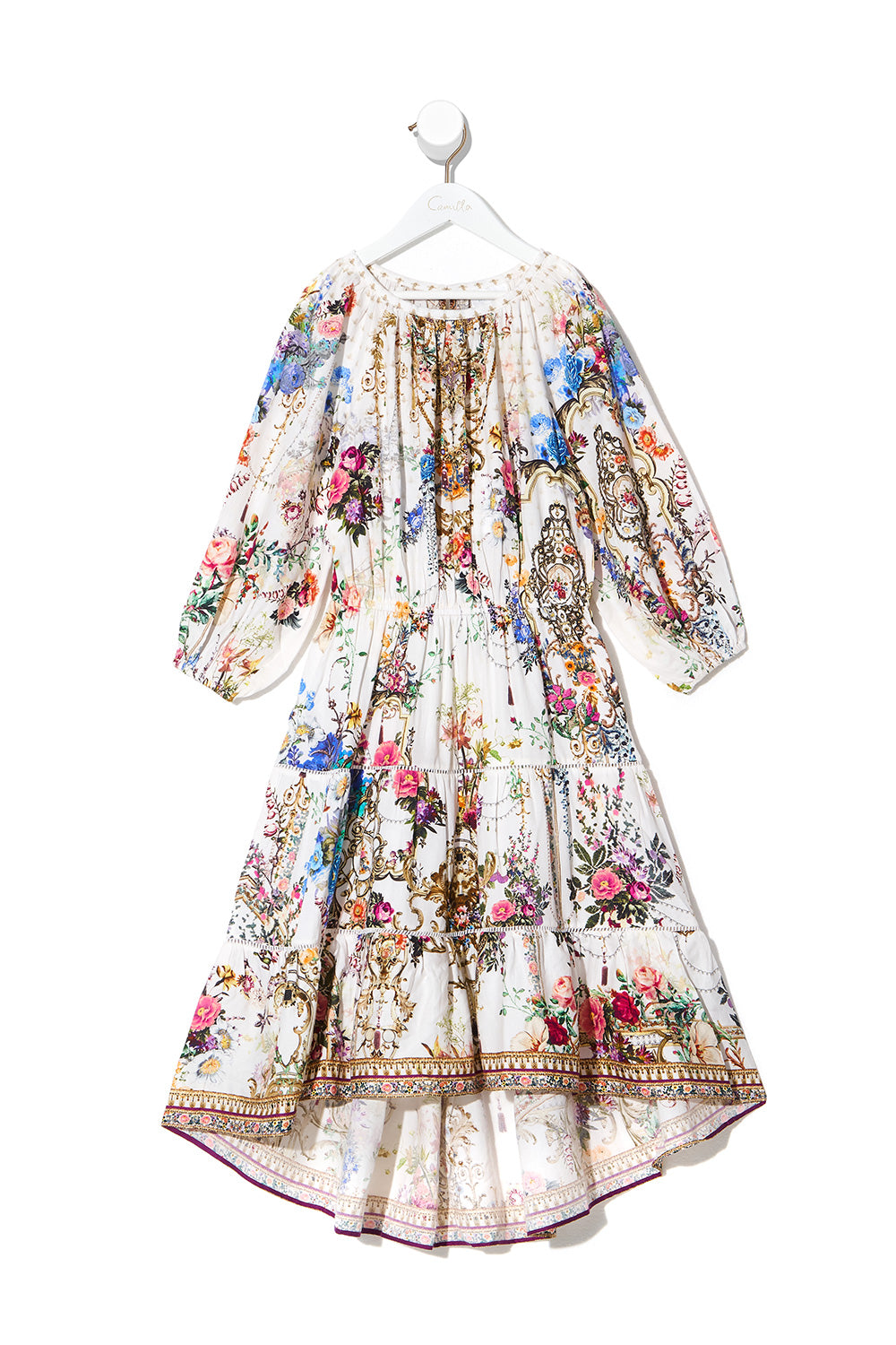 KIDS HI-LOW BLOUSON SLEEVE DRESS 12-14 BY THE MEADOW