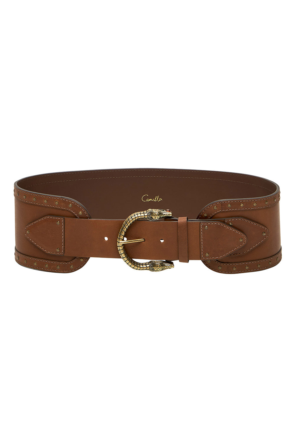 CINCHED LEATHER BELT TAN