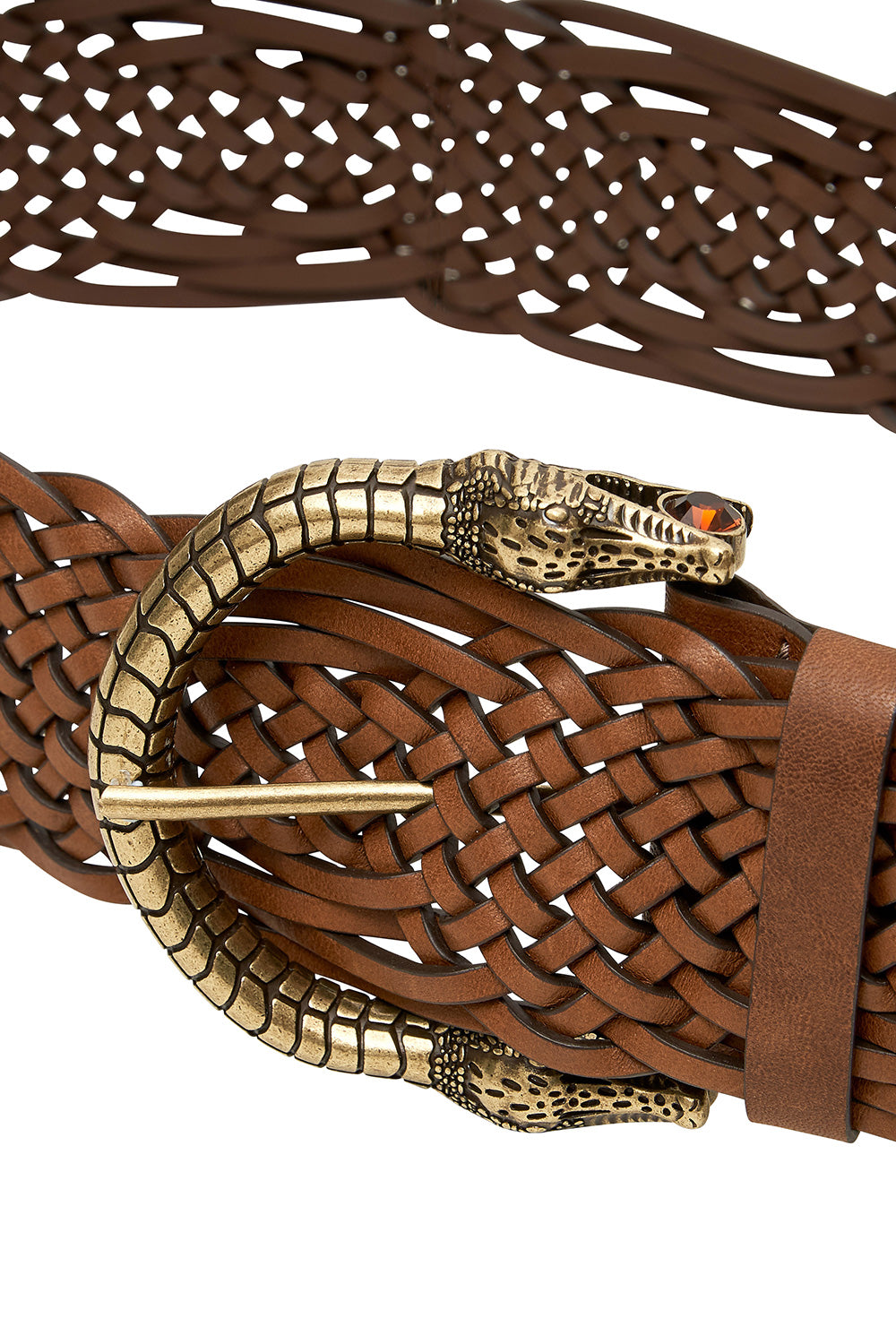 WOVEN LEATHER BELT TAN