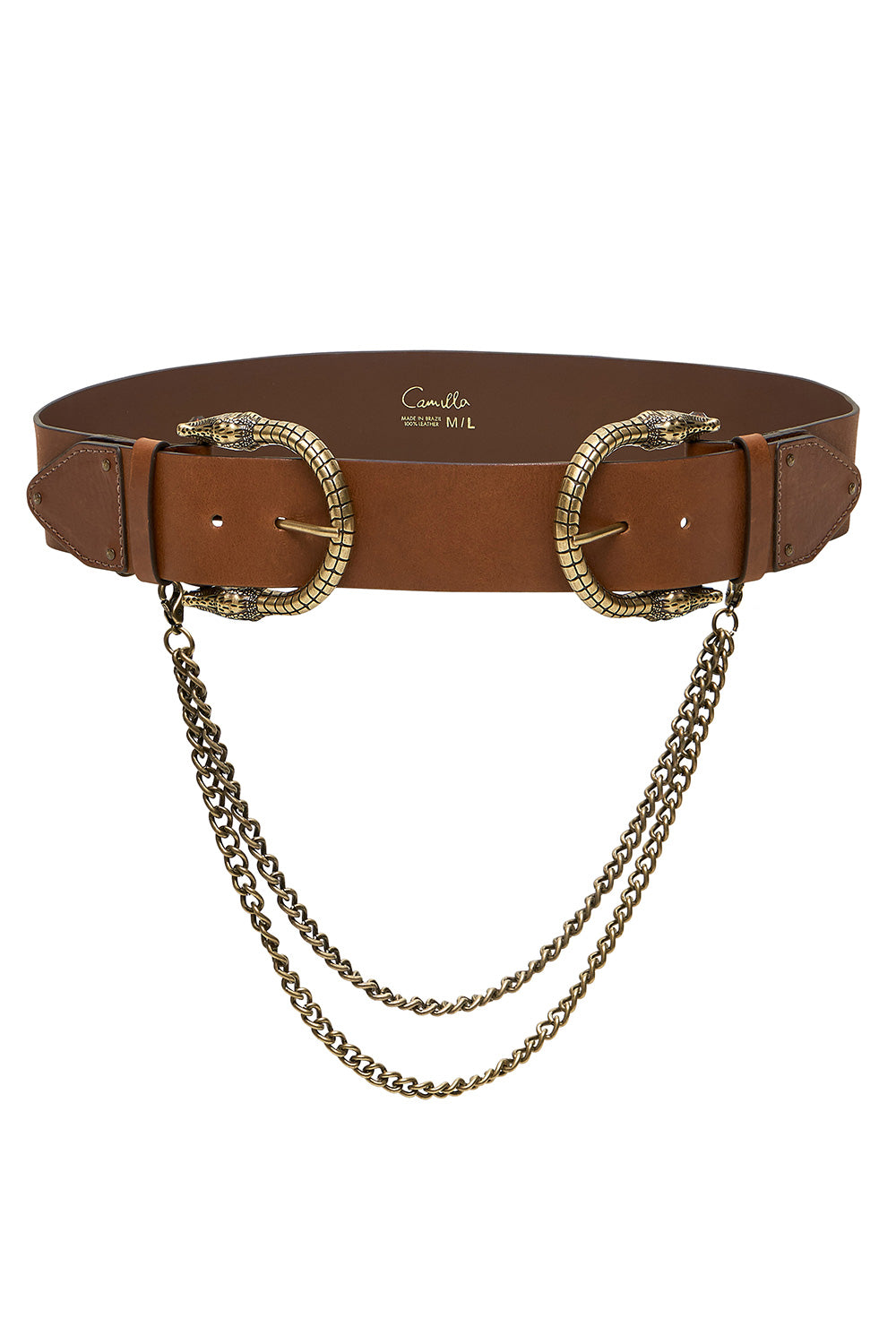DOUBLE CROC LEATHER BELT TAN