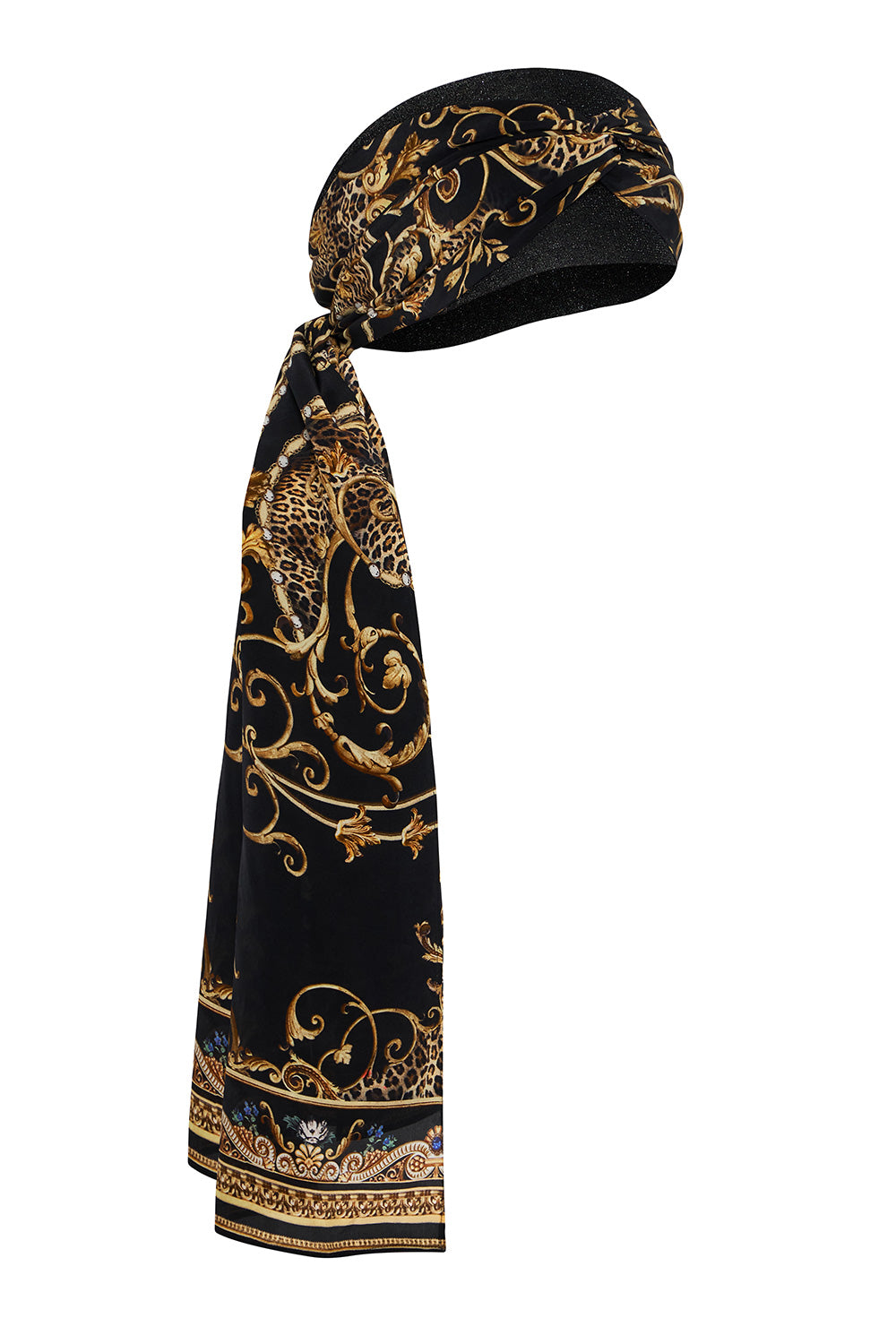 KNITTED HEADBAND WITH SILK SCARF STUDIO 54