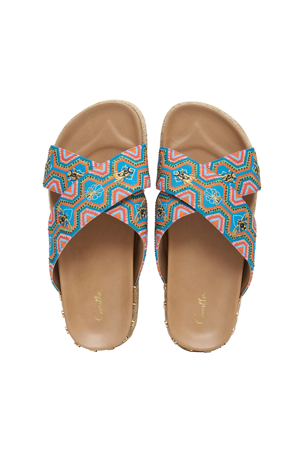 EMBELLISHED ESPADRILLE SLIDE NATURAL