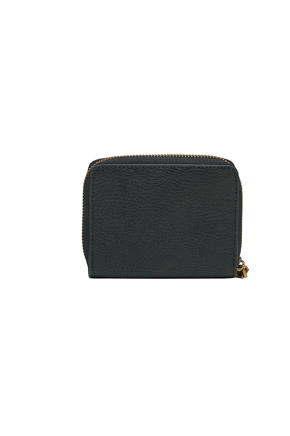 MINI ZIP AROUND LEATHER WALLET SOLID BLACK