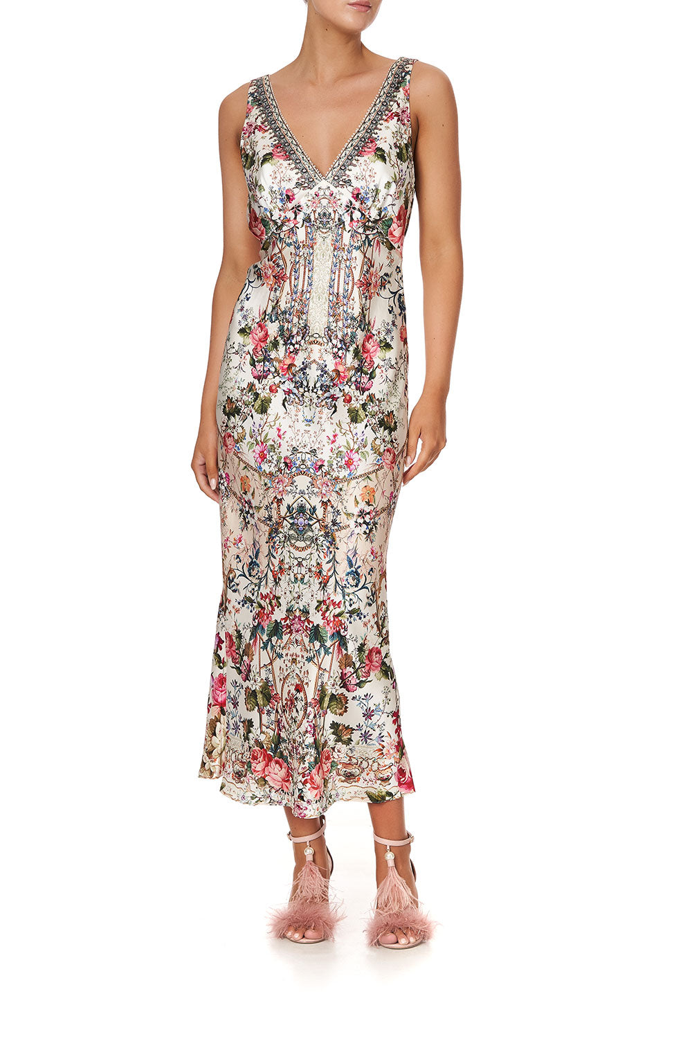 V-NECK SLIP DRESS LONDON LOOMS