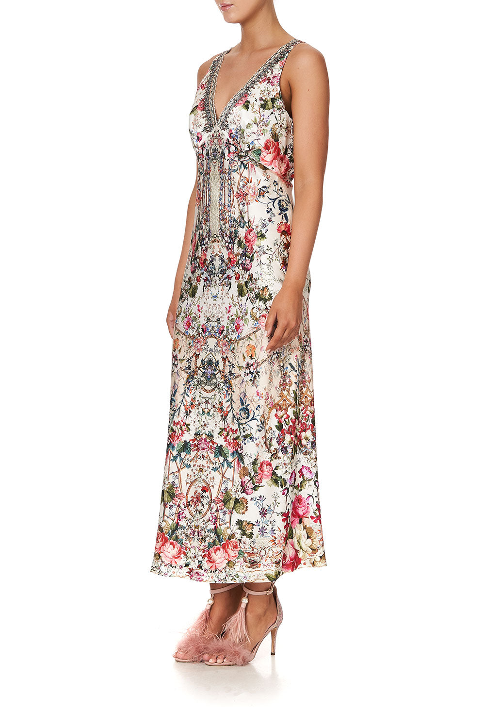 V-NECK SLIP DRESS LONDON LOOMS