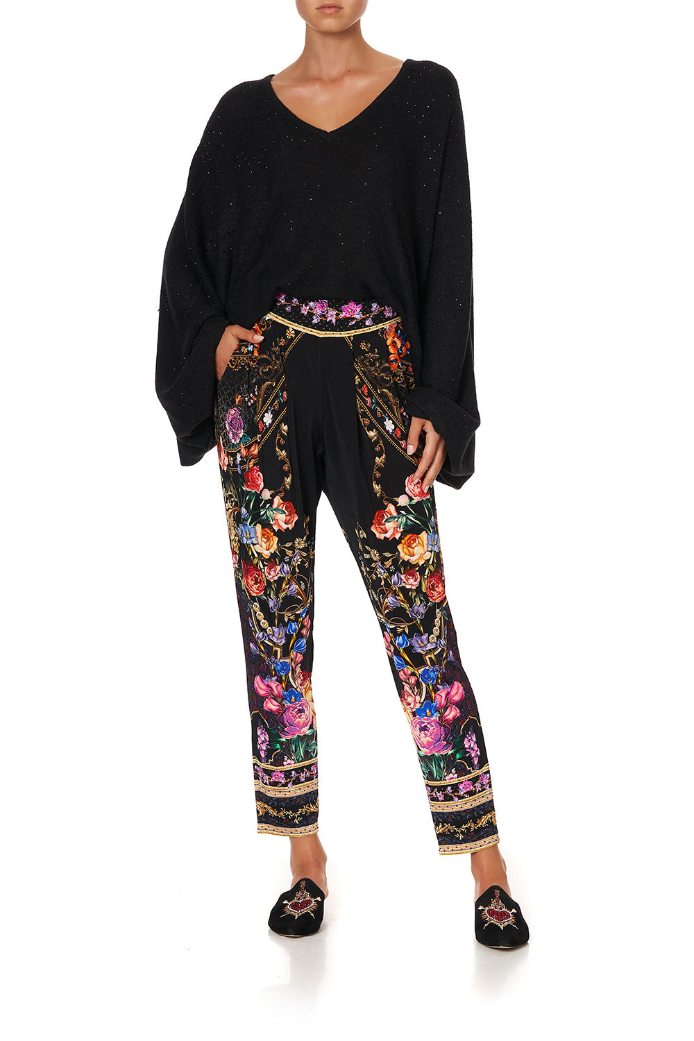 KNIT V NECK JUMPER WITH DOLMAN SLEEVE BLUSHING MANOR