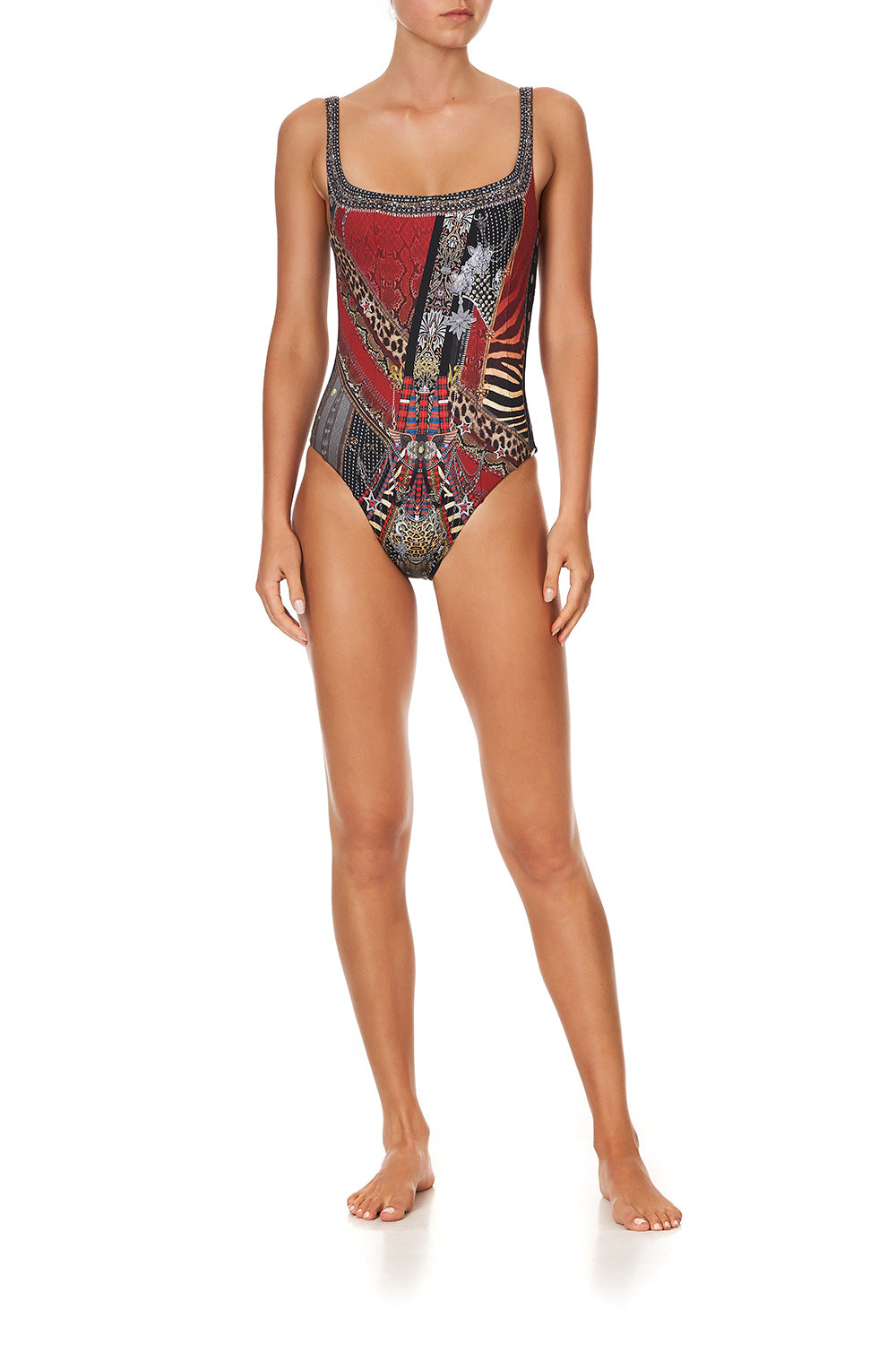 UNDERWIRE SQUARE NECK ONE PIECE LONDON CALLING