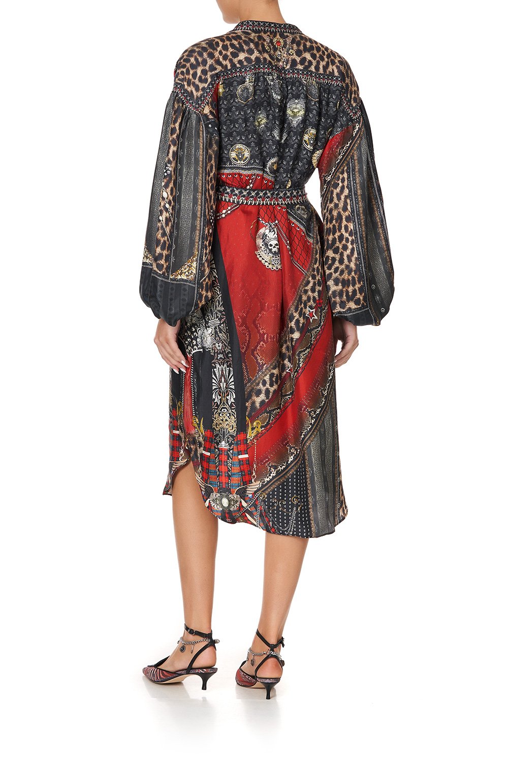 BLOUSON SLEEVE MIDI DRESS LONDON CALLING