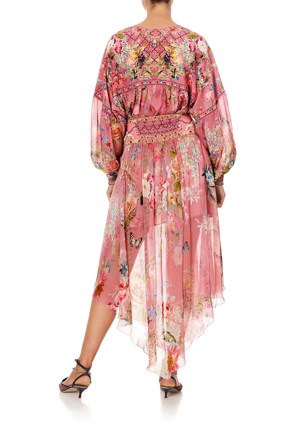 BLOUSON BLOUSE WITH NECK TIE PATCHWORK HEART