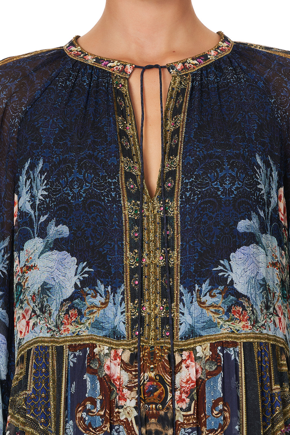 LONG GATHERED PANEL DRESS FIELDS OF TREASURE