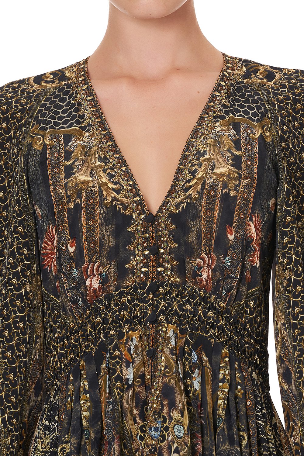 LONG DRESS WITH SMOCKED WAIST ABINGDON PALACE