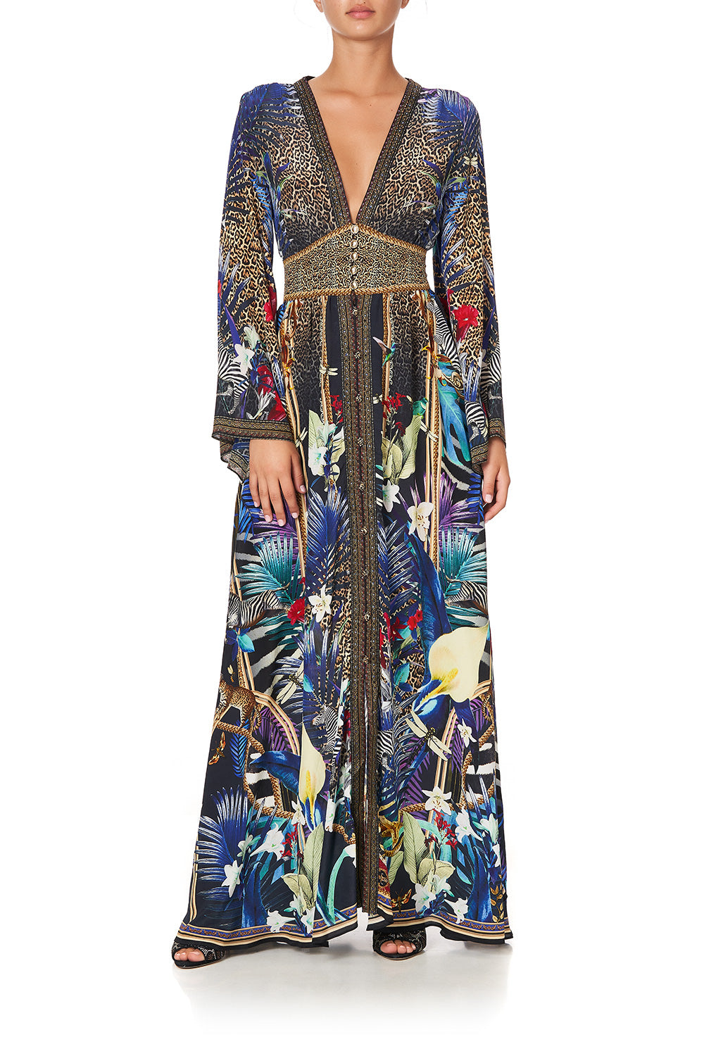 KIMONO SLEEVE DRESS WITH SHIRRING DETAIL RAINBOW ROOM