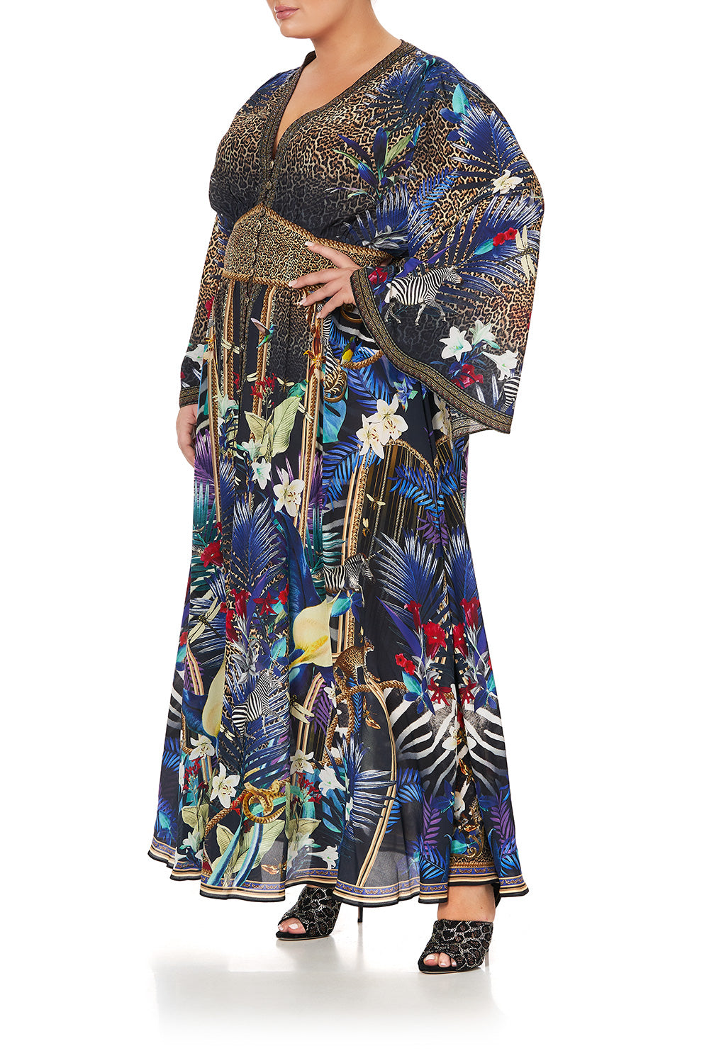 KIMONO SLEEVE DRESS WITH SHIRRING DETAIL RAINBOW ROOM