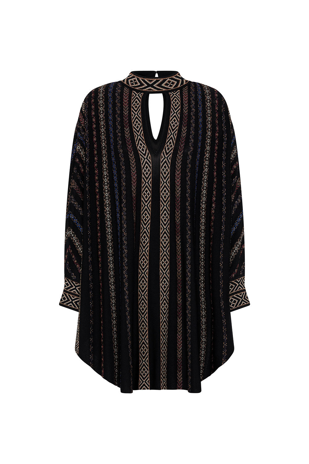 KNITTED KAFTAN WITH NECKBAND SWINGING SIXTIES