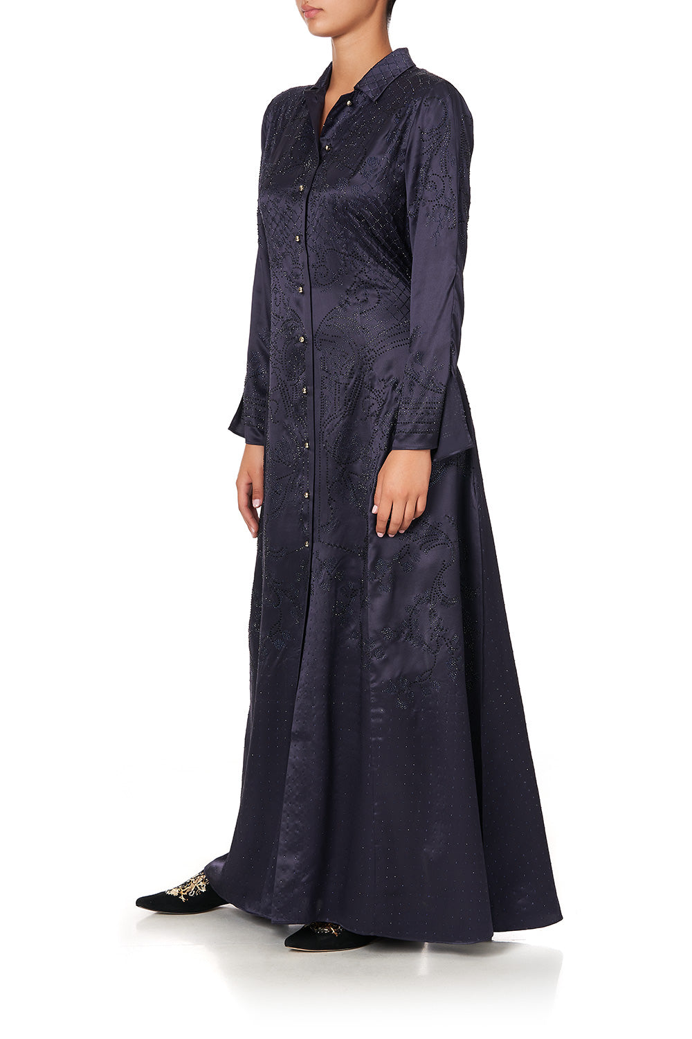 PRINTED TRENCH LUXE NAVY