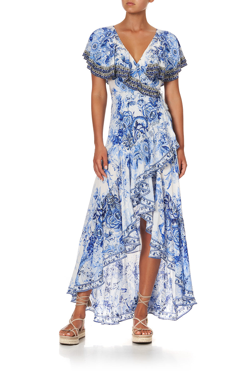 FRILL SLEEVE LONG DRESS HIGH TEA