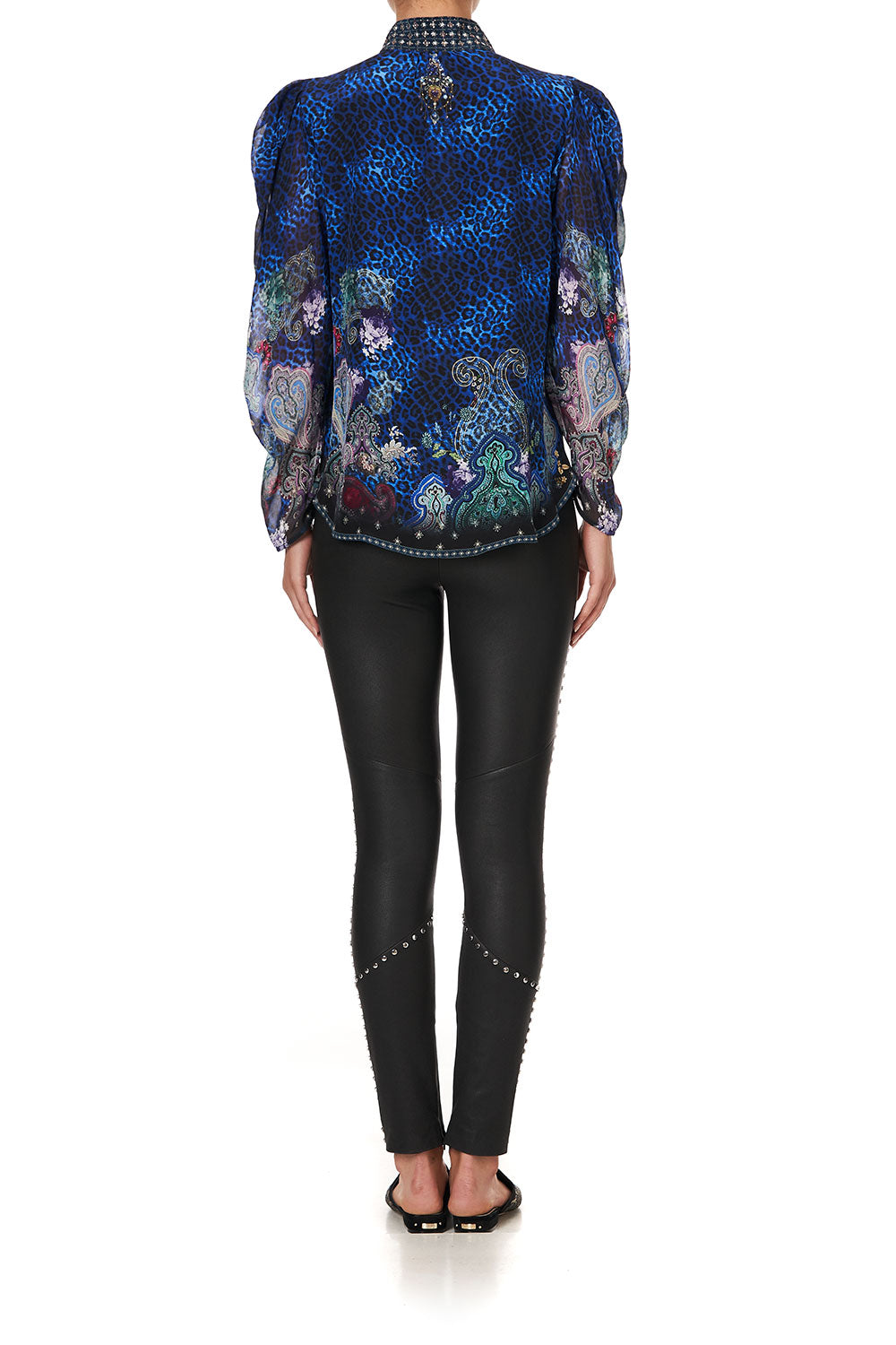 PINTUCK BLOUSE WITH DRAPED SLEEVE CAMDEN MOON