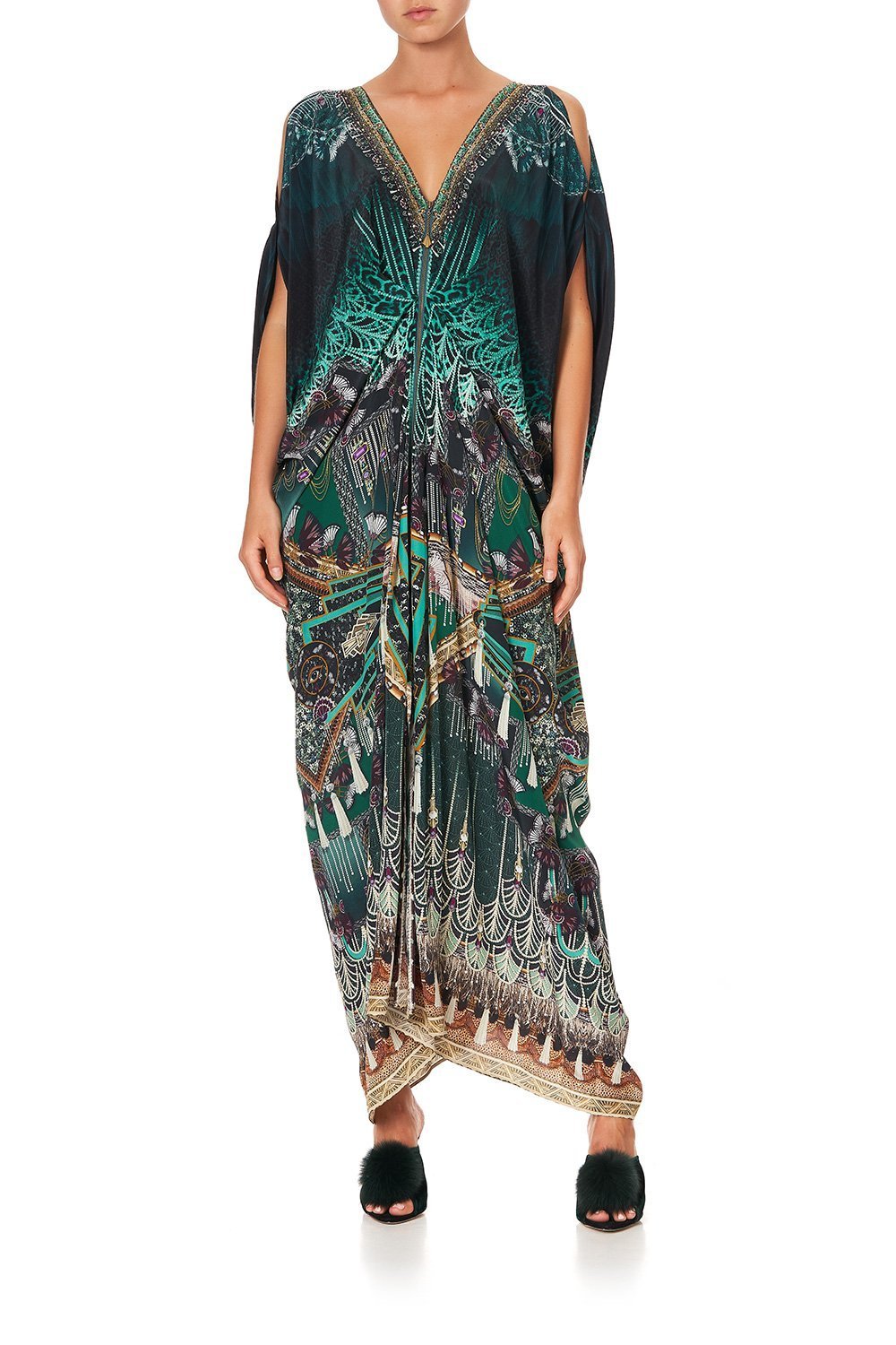LONG DRAPE DRESS WITH ZIP FRONT FITZGERALDS FLAPPER