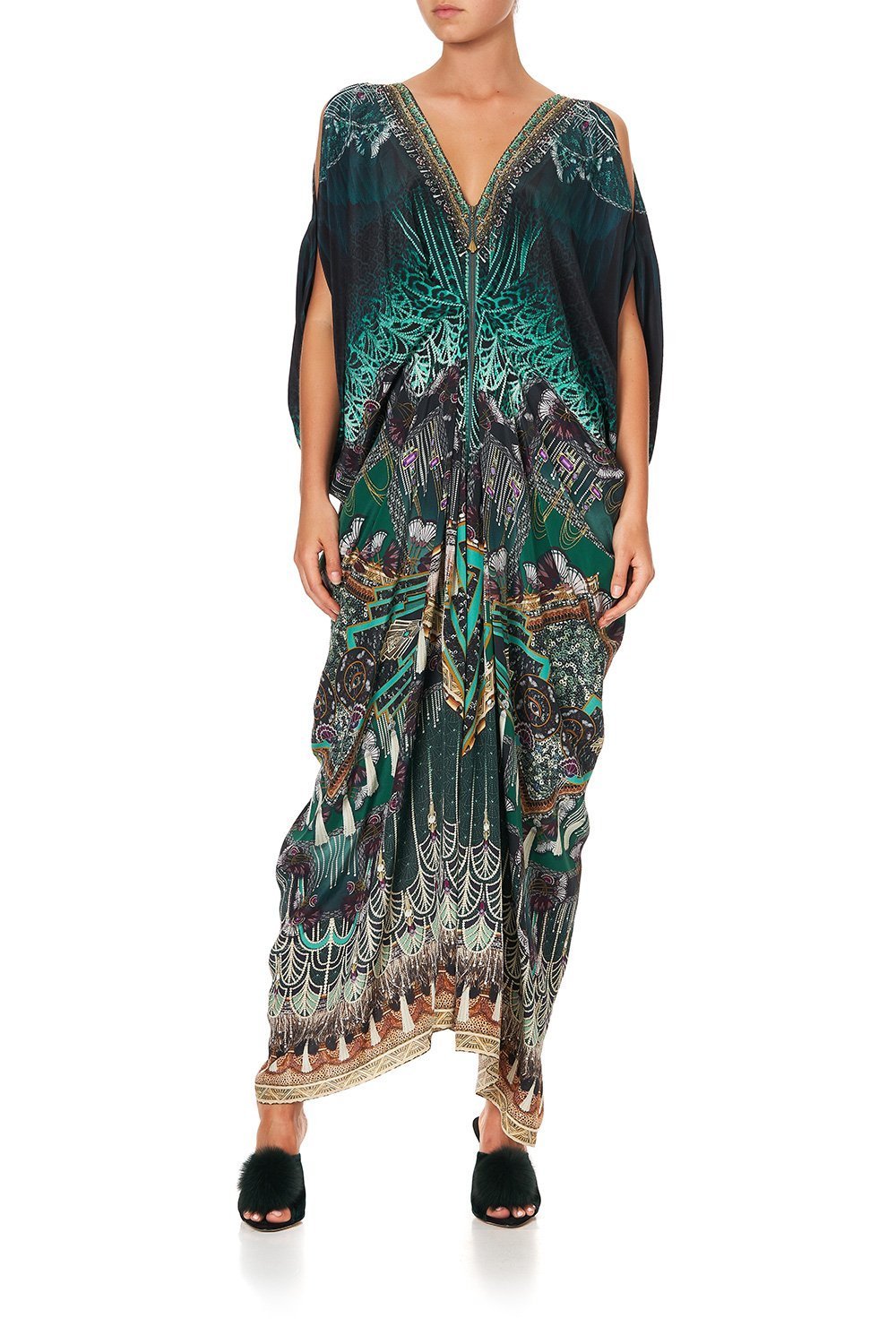 LONG DRAPE DRESS WITH ZIP FRONT FITZGERALDS FLAPPER