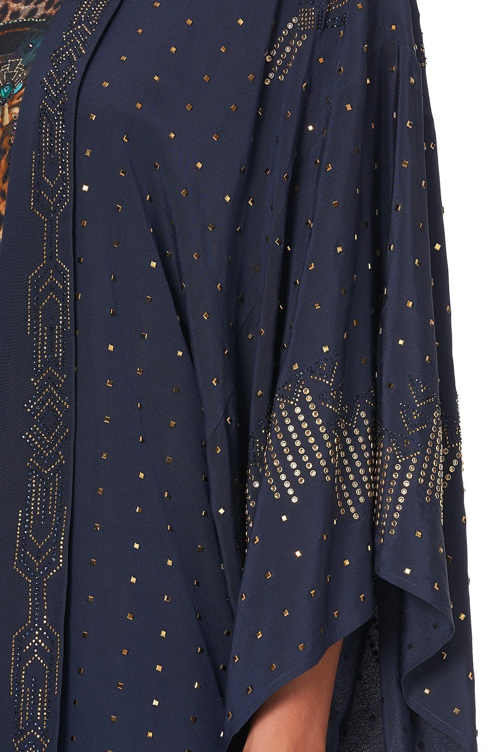 MID LENGTH KIMONO COAT LUXE NAVY