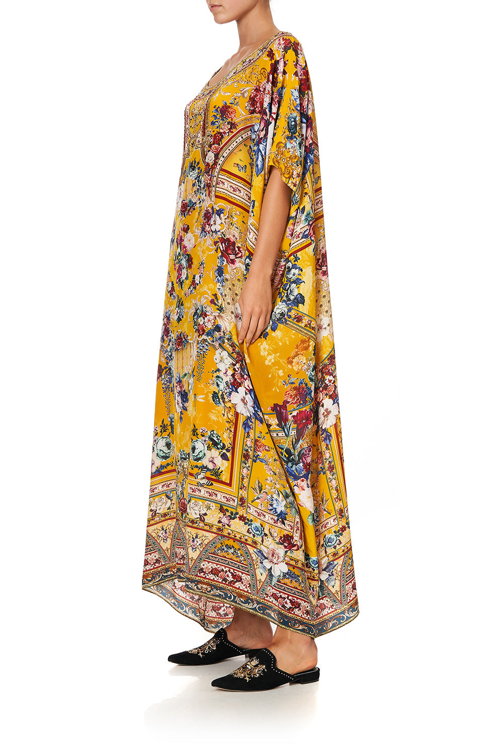 ROUND NECK KAFTAN CROWNED ROSES