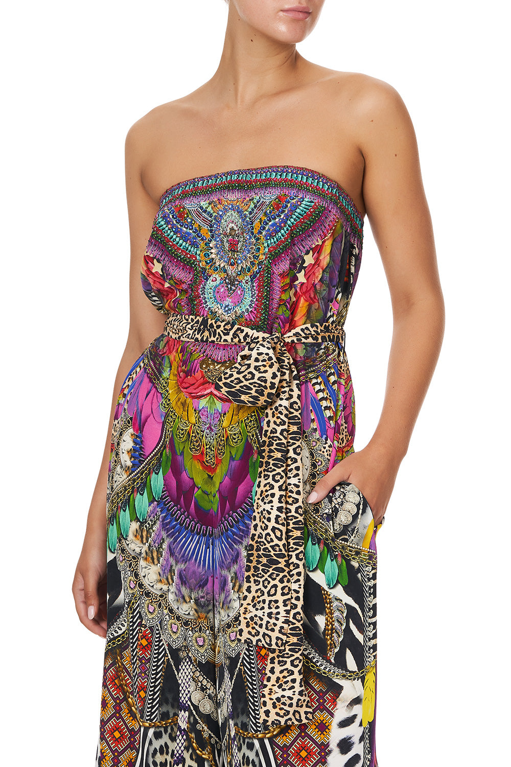 TIE WAIST STRAPLESS JUMPSUIT GUARDIANS OF THE SUN