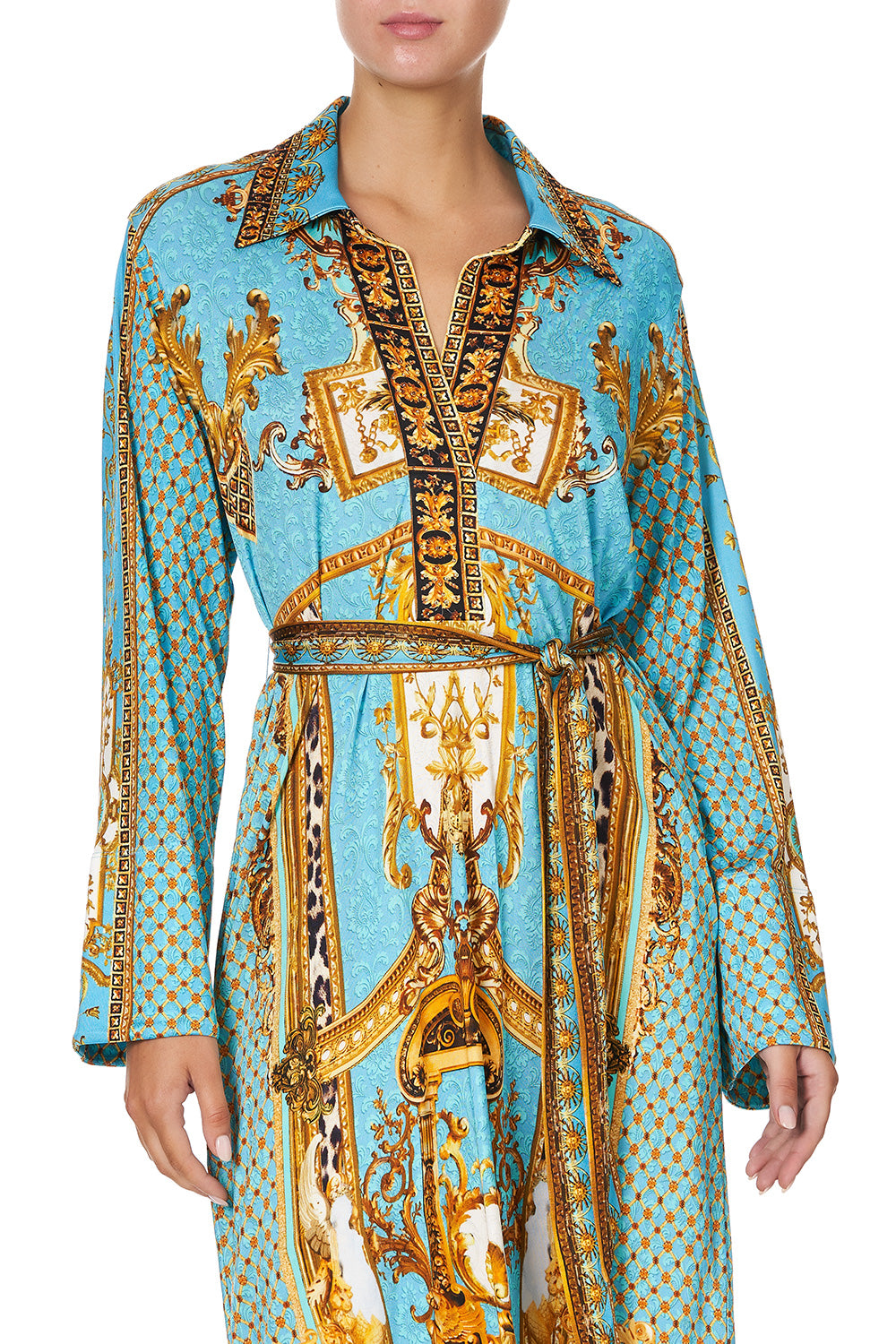 JERSEY SHIRT DRESS DRIPPING IN DECADENCE