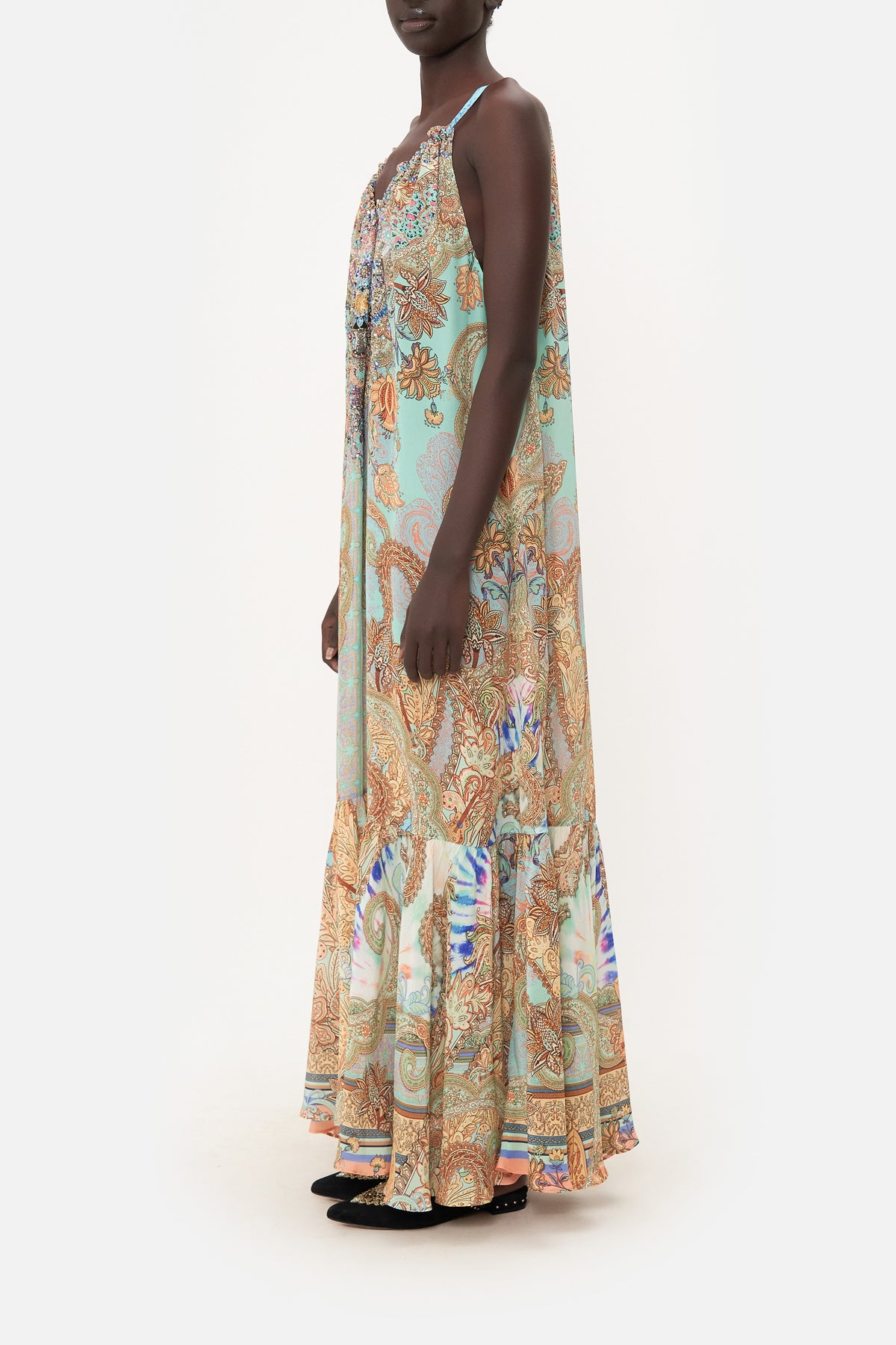 DRAWSTRING HALTER DRESS MAKE LOVE NOT WAR