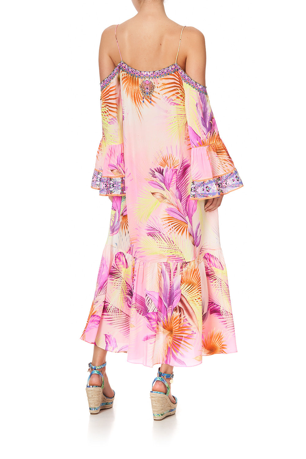 DROP SHOULDER LONG SLEEVE DRESS SOUTH BEACH SUNRISE