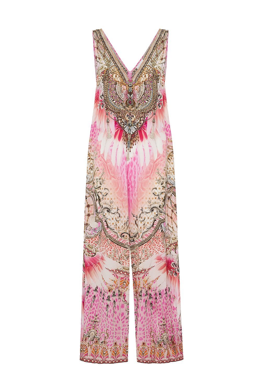 V NECK FLARED JUMPSUIT DECO DARLING