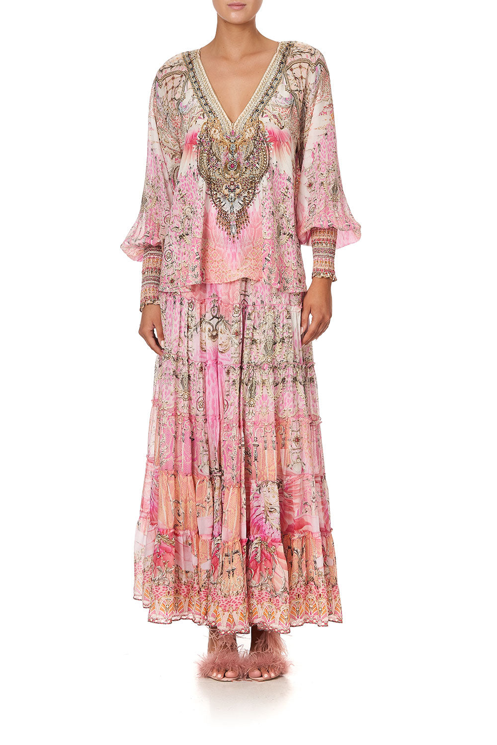 SHIRRED CUFF BLOUSE DECO DARLING