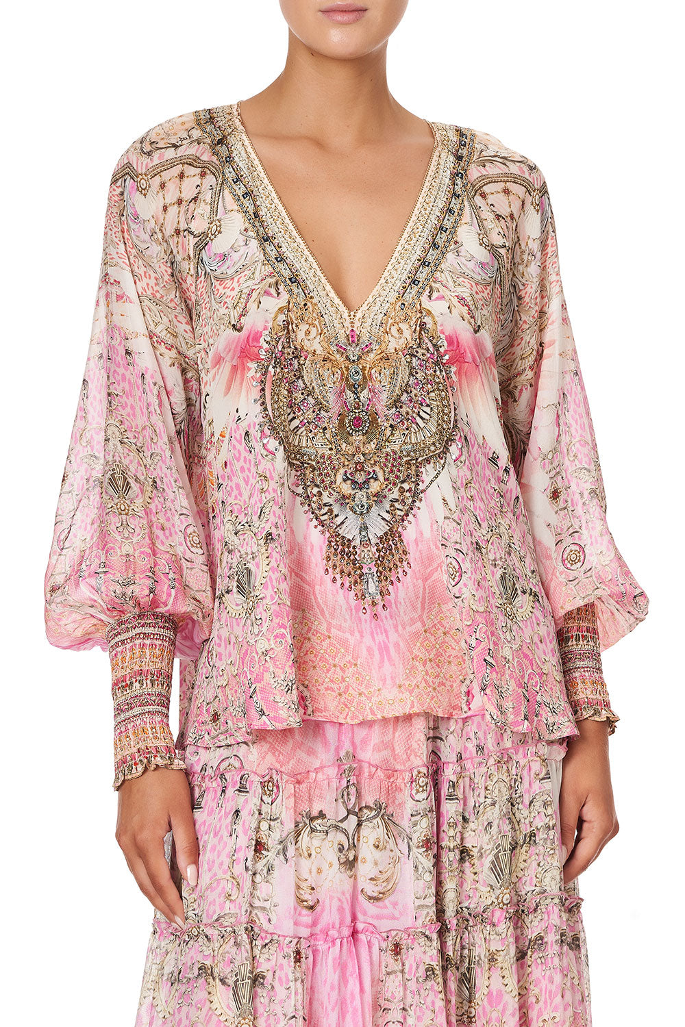 SHIRRED CUFF BLOUSE DECO DARLING