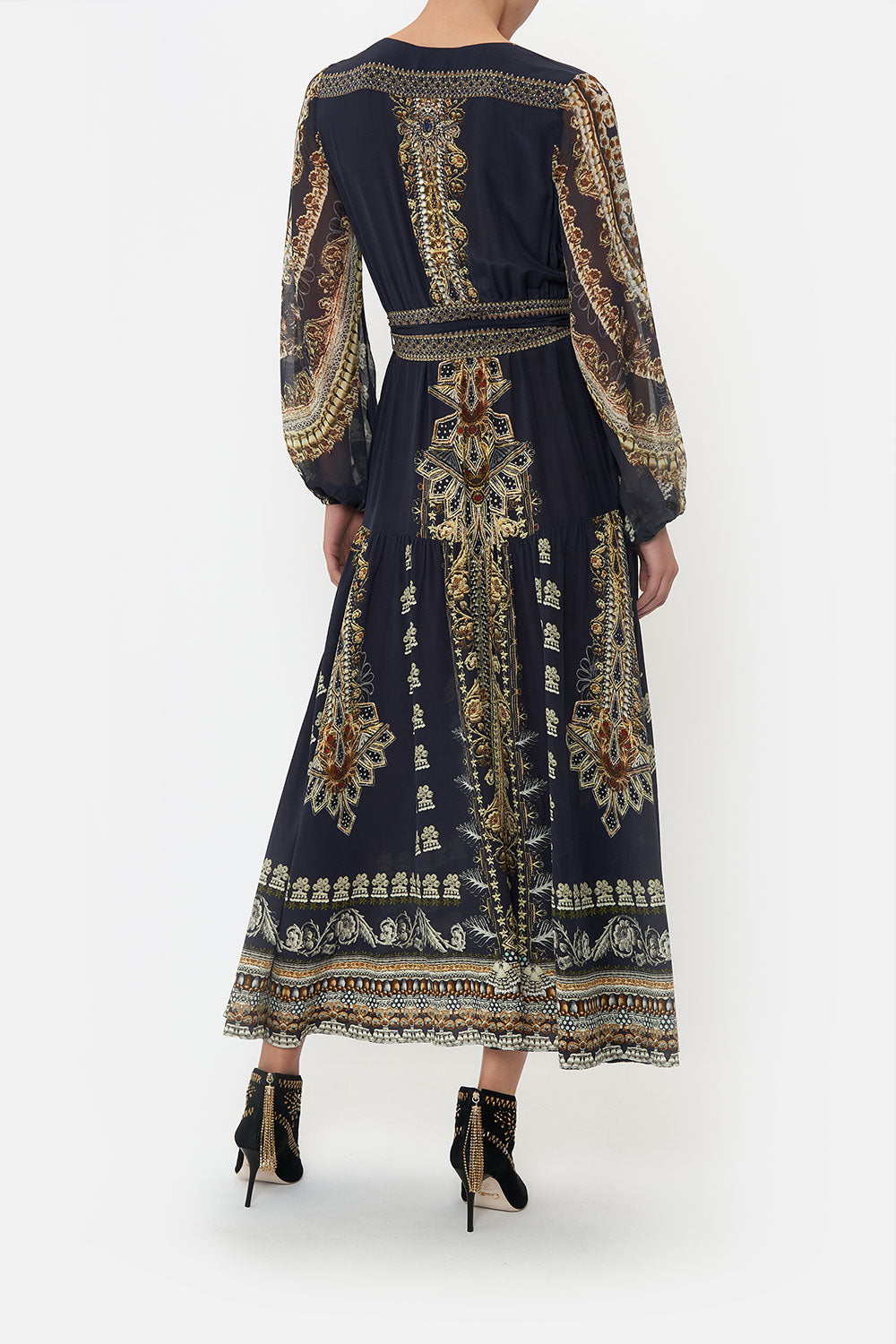 V NECK DRESS WITH BELT ITS ALL OVER TORERO