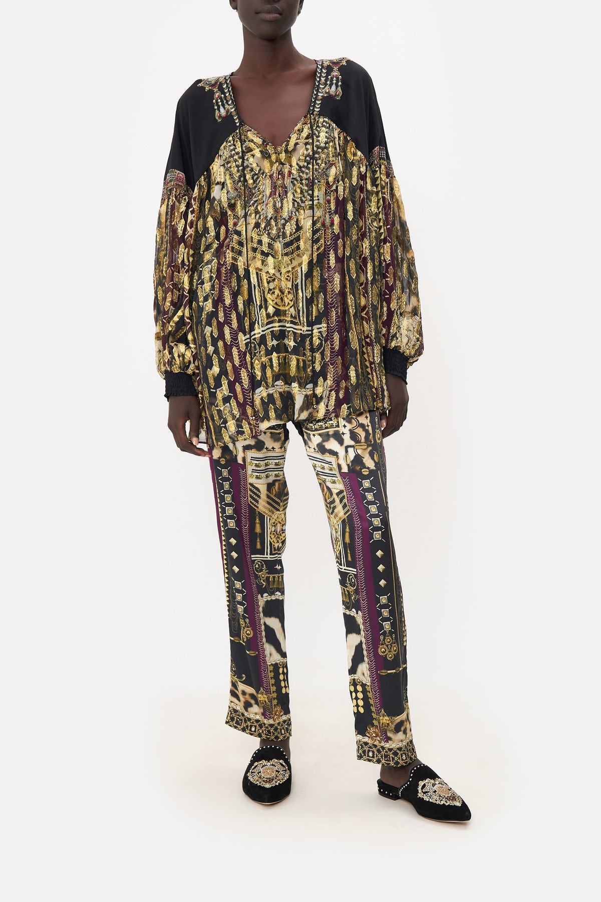 BLOUSON BLOUSE WITH NECK TIE DESERT DREAMS