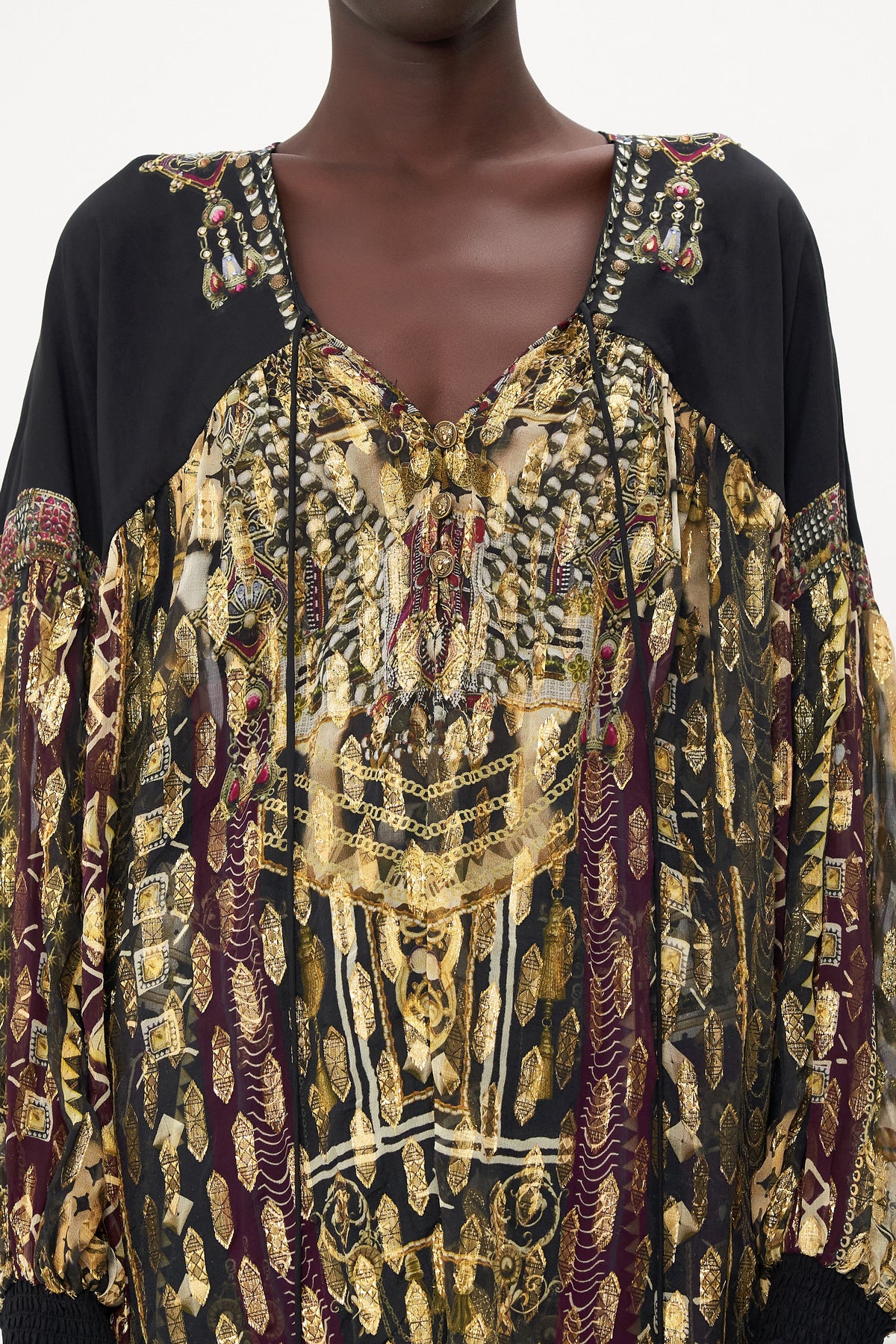 BLOUSON BLOUSE WITH NECK TIE DESERT DREAMS