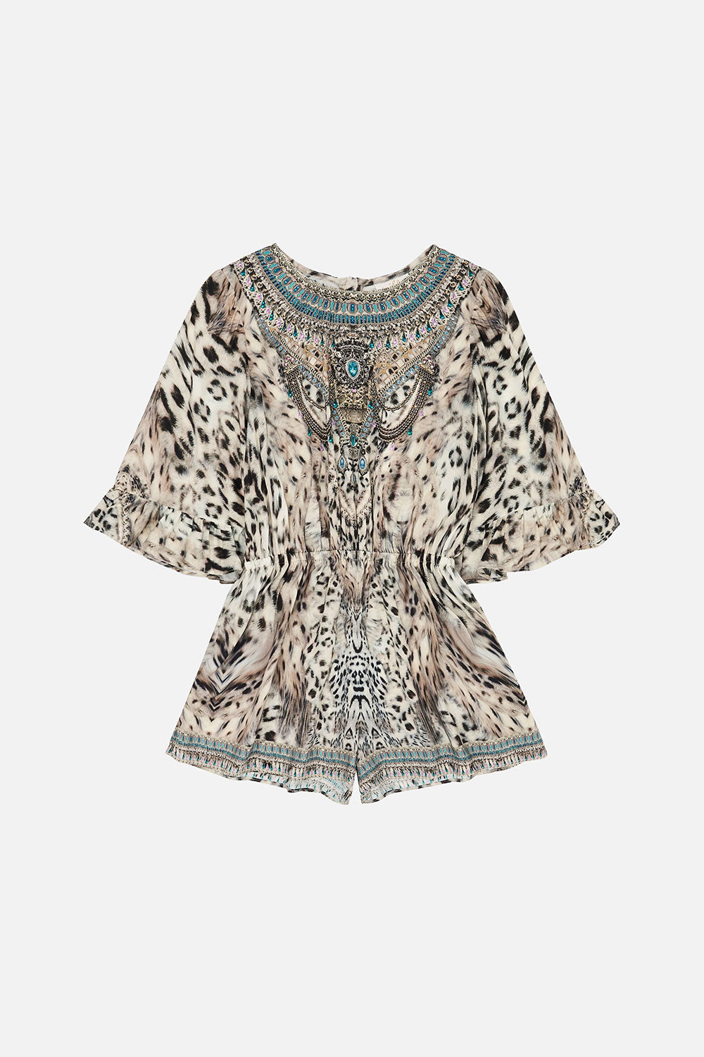 KIDS PLAYSUIT WITH FRILL SLEEVE 4-10 SNOW WHISPERS