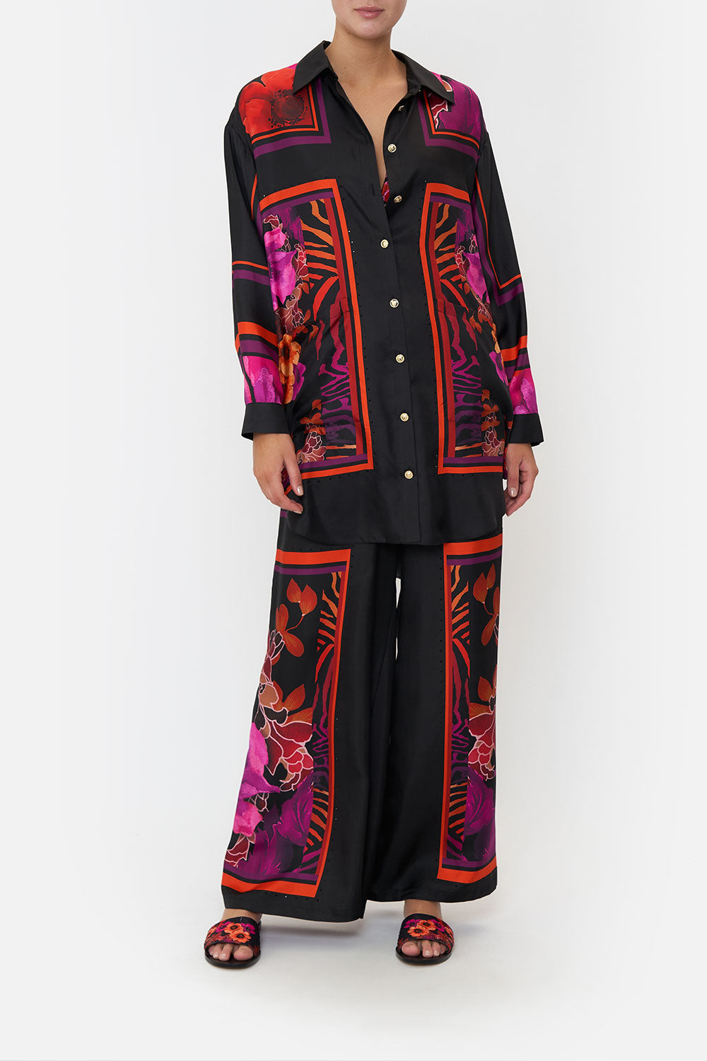 SHIRT TUNIC WITH POCKETS MIDNIGHT POPPY