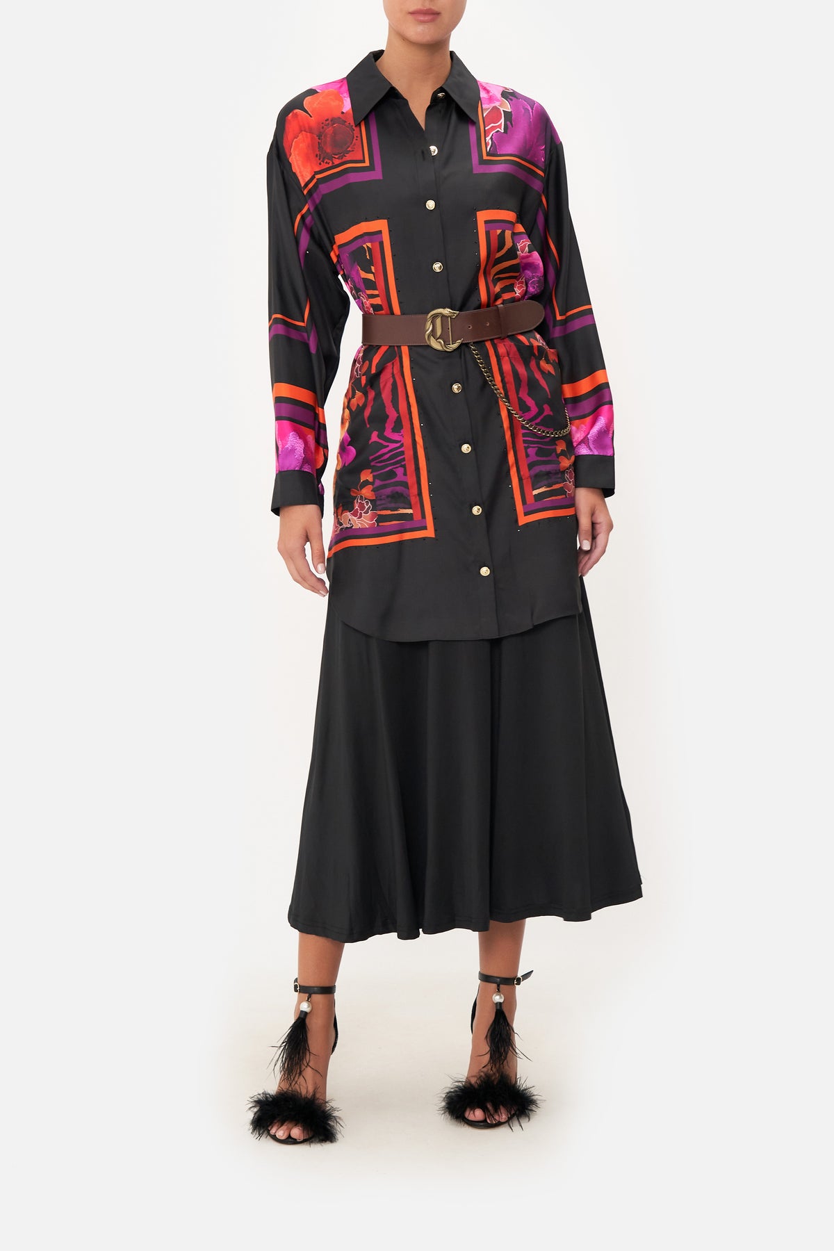 SHIRT TUNIC WITH POCKETS MIDNIGHT POPPY