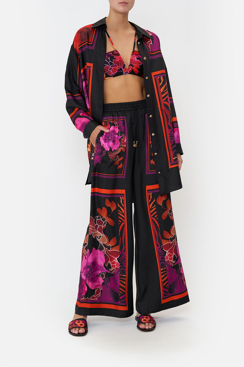 SHIRT TUNIC WITH POCKETS MIDNIGHT POPPY