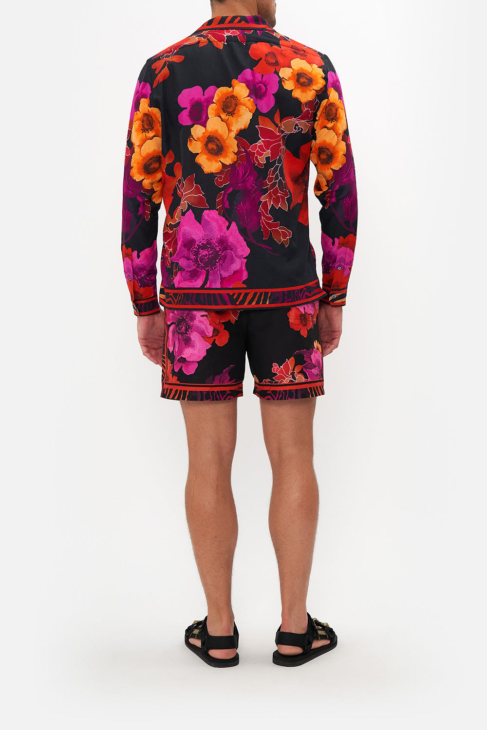 LONG SLEEVE CAMP COLLARED SHIRT MIDNIGHT POPPY