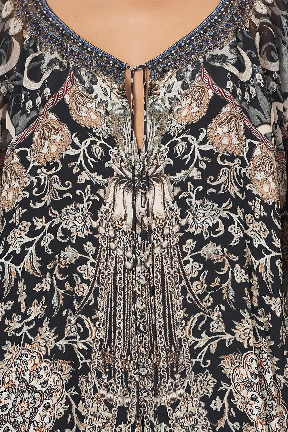 RAGLAN SLEEVE BUTTON UP TOP DUST HER OFF