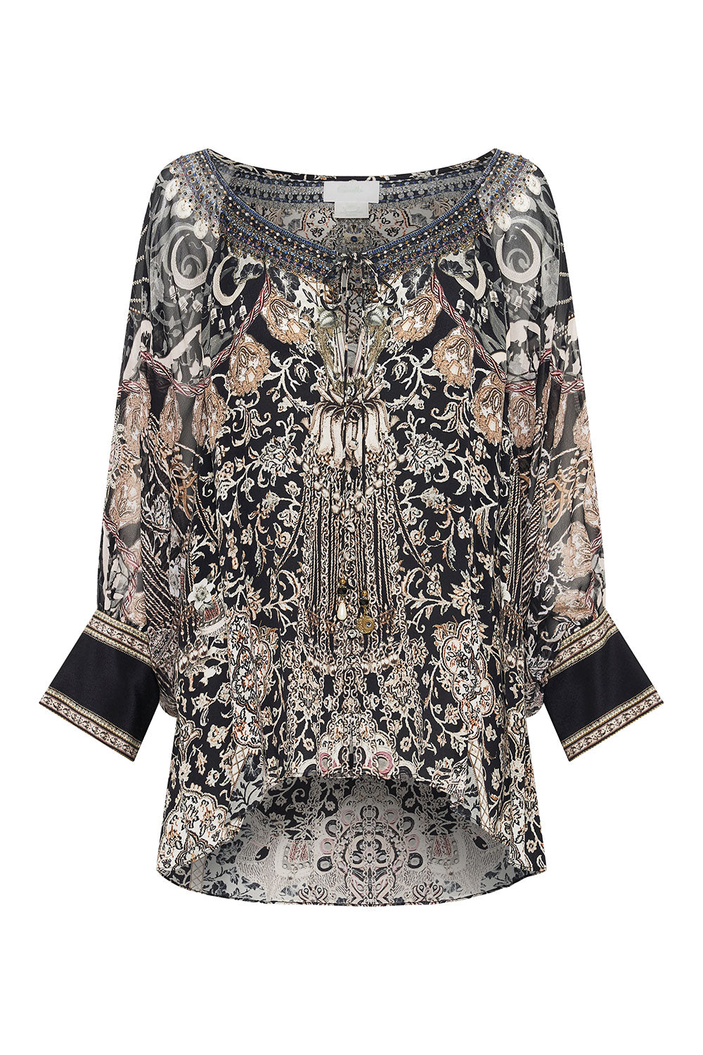 RAGLAN SLEEVE BUTTON UP TOP DUST HER OFF