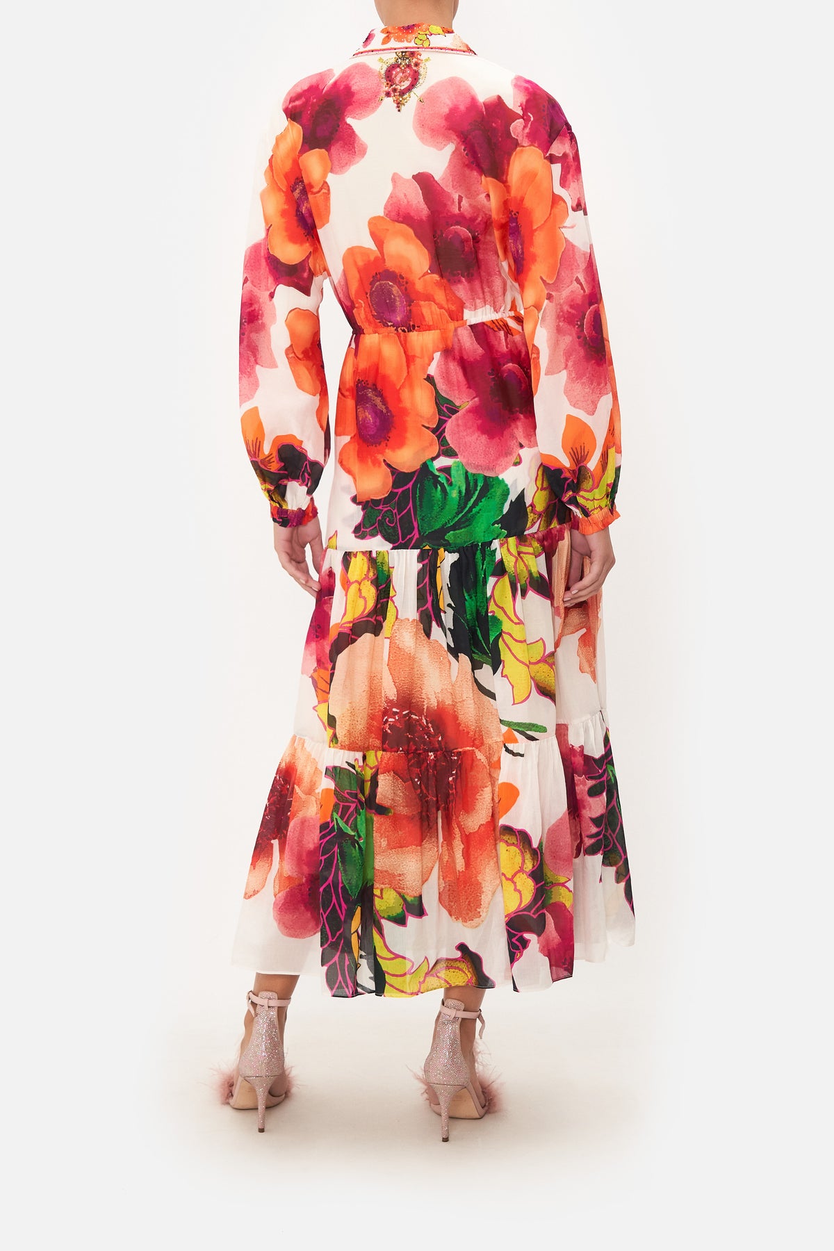 TIERED LONG SHIRT DRESS PRETTY AS A POPPY