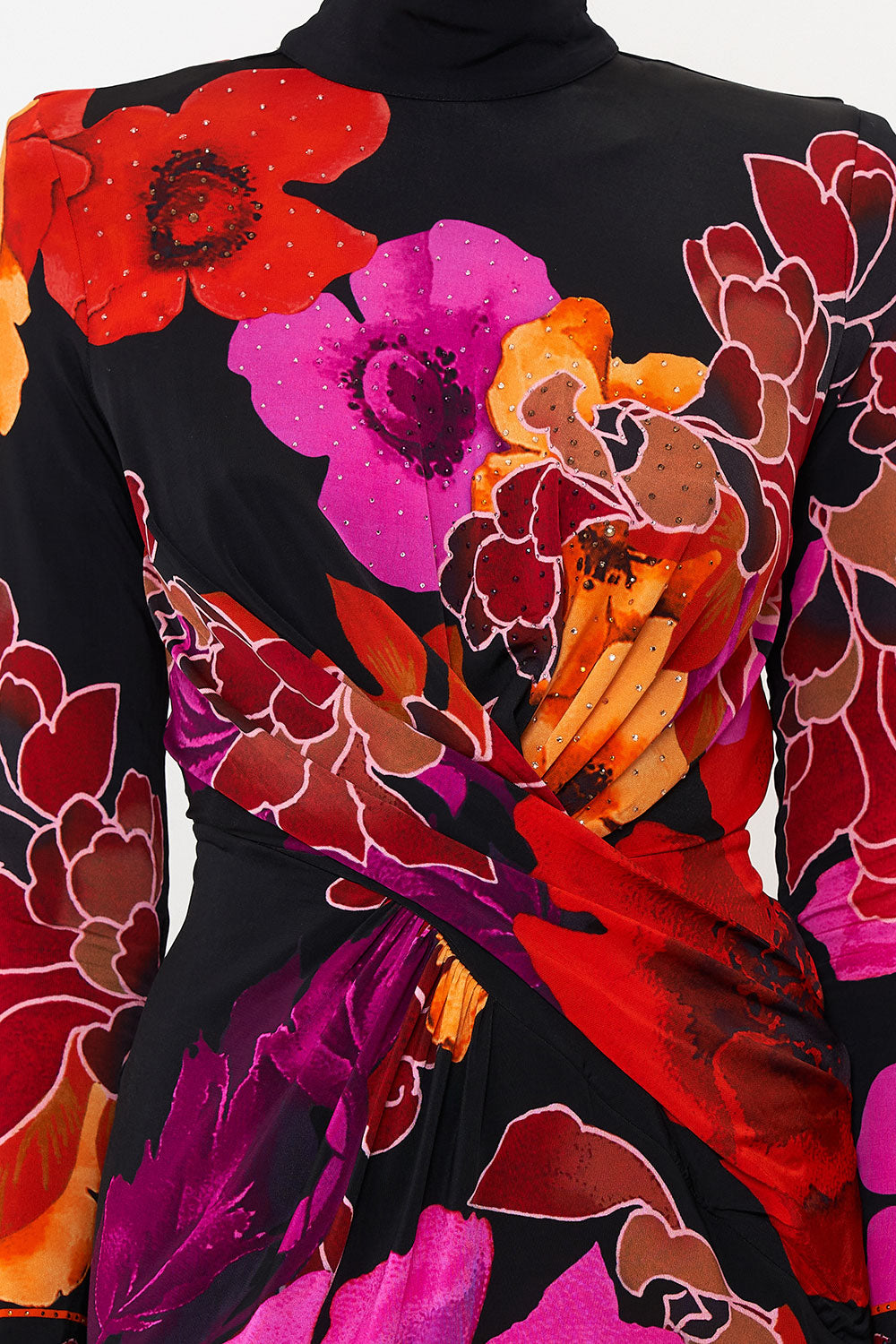 CROSS FRONT MINI DRESS MIDNIGHT POPPY