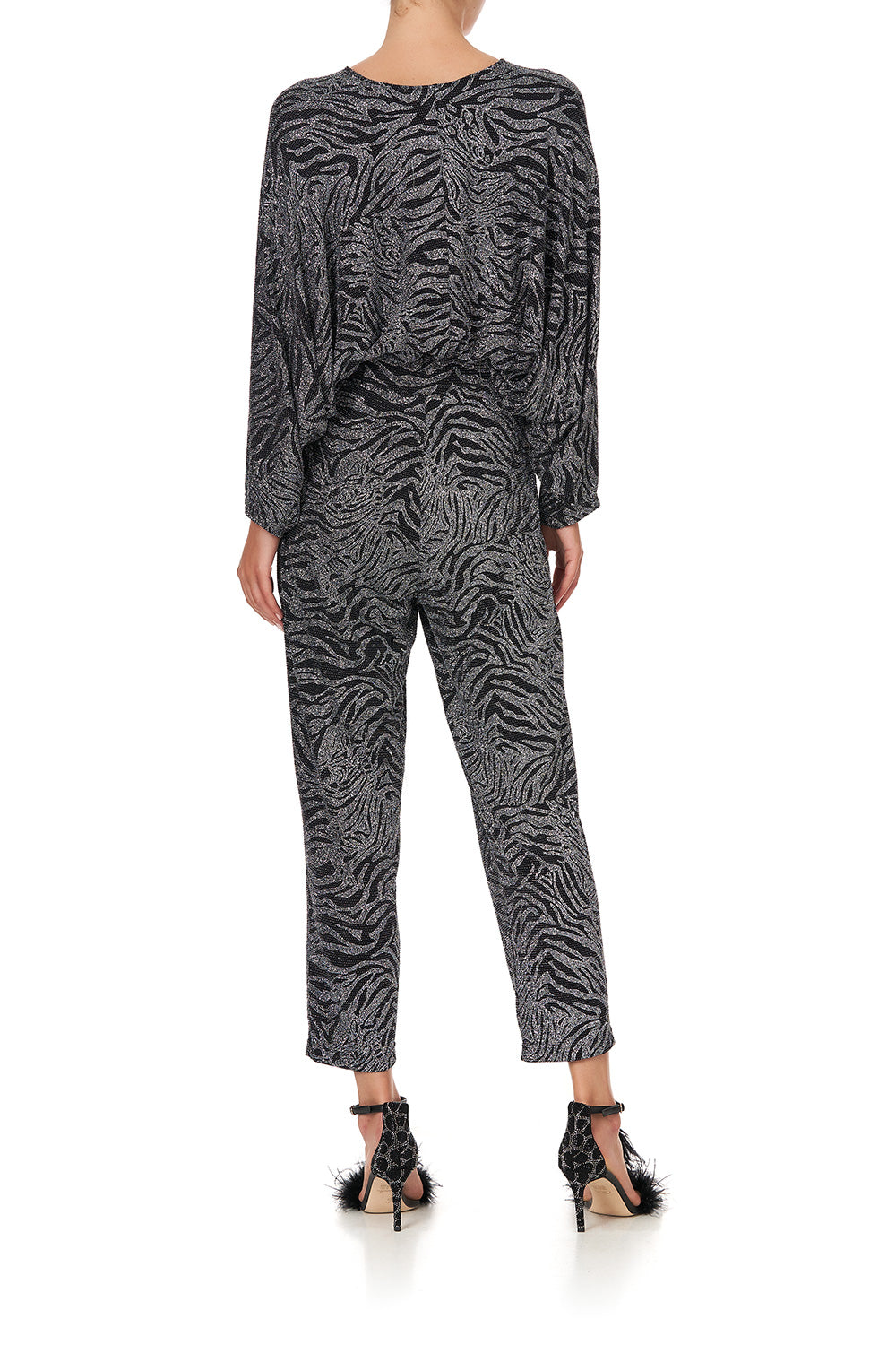 DOUBLE PLEAT JERSEY PANT SOLID BLACK